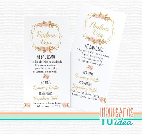 Estampita Bautismo Paulina imprimible