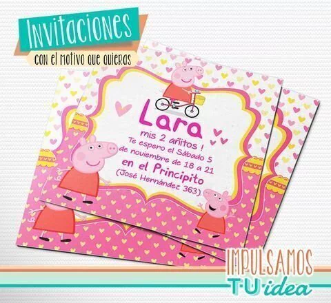 Peppa, invitación peppa rosa imprimible y para whatsapp
