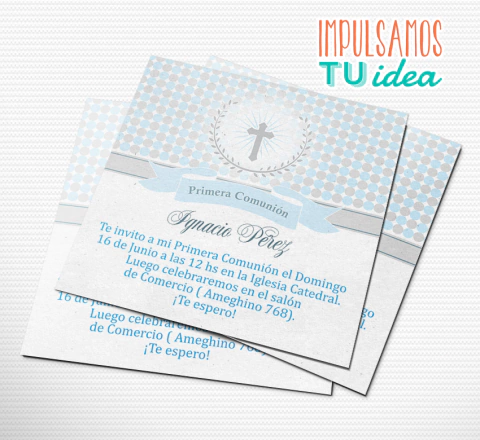 Comunión varón - Invitación comunión varón con cruz gris imprimible