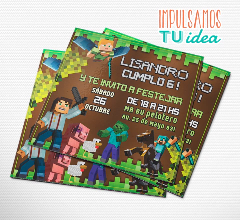 Cumple minecraft, tarjeta minecraft imprimible