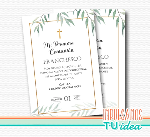 Estampita comunión varón Fran imprimible