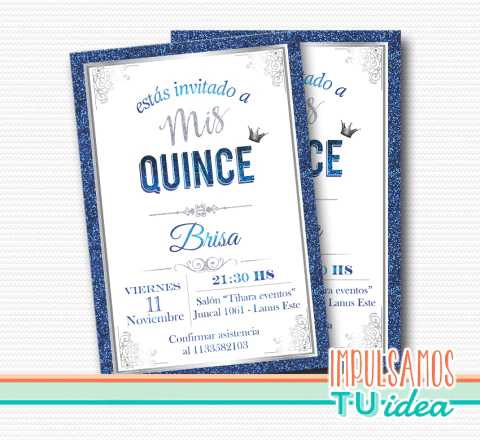 Tarjeta de 15 Azul - Invitación de quince para imprimir