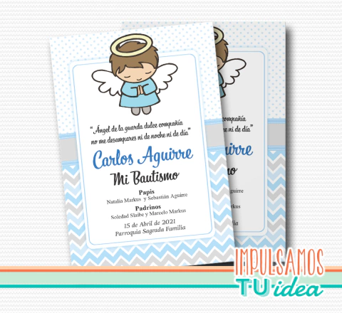 Bautismo varón, diseño estampita varón imprimible