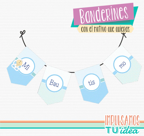 Bautismo Varón - Banderín bautismo para imprimir con angelito - comprar online