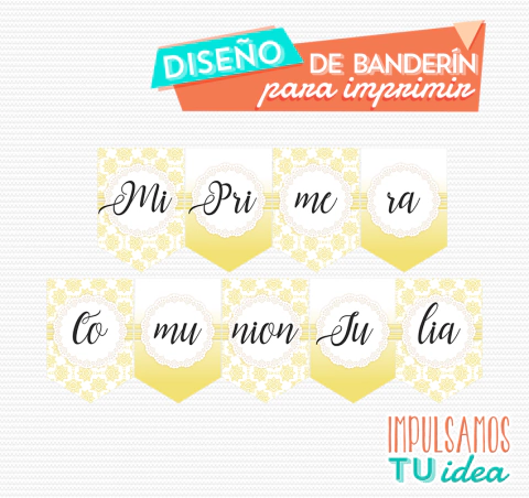 Comunión nena, banderín comunión nenita con rosario imprimible