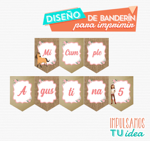 Cumple spirit cabalgando libre banderín imprimible spirits