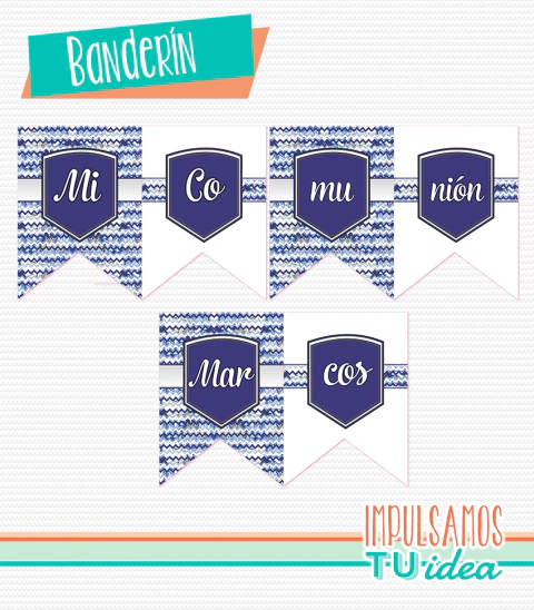 Banderín comunión, banderín para decorar comunión imprimible