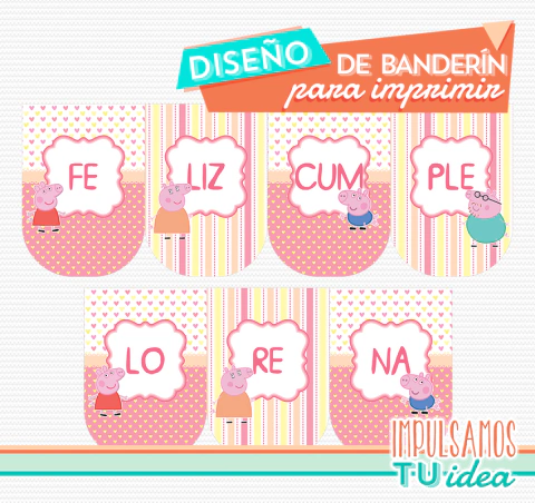 Peppa, banderín peppa imprimible