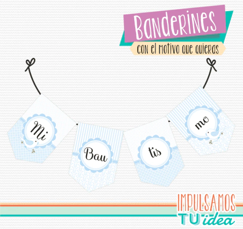 Bautismo varón, banderín bautismo imprimible