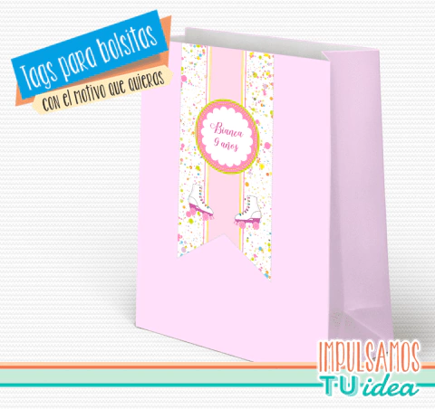 Cumple patín - Tag bolsita patín para imprimir