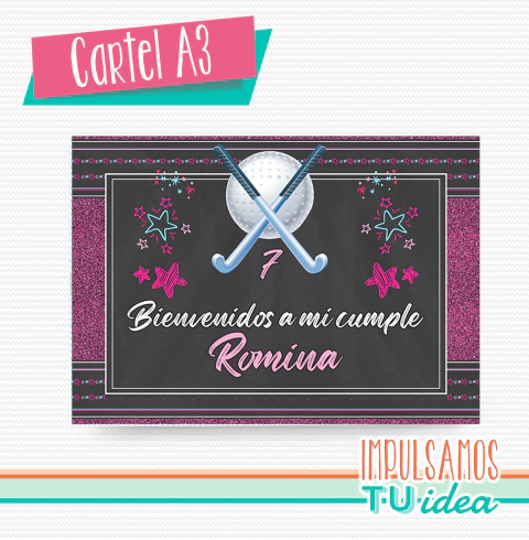 Cumple hockey, cartel bienvenidos imprimible - comprar online