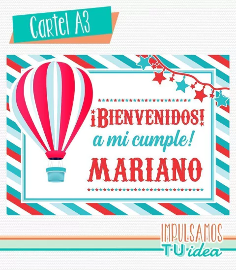 Globo aerostático, cartel A3 globo aerostático para imprimir