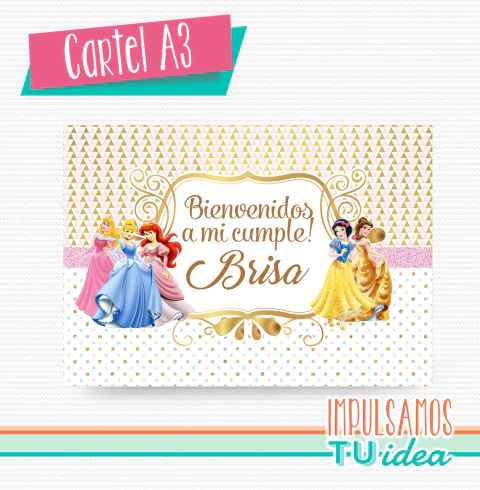 Cumple Princesas Disney, Cartel Princesas Disney imprimible