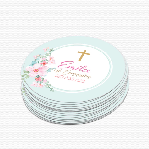 Comunión nena, tarjetita souvenir comunión Emilce imprimible