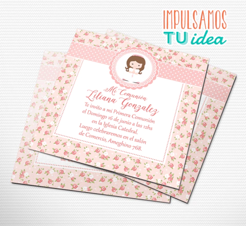 Comunión Nena, Invitación Comunión Nena Shabby Imprimible