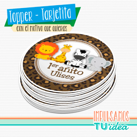 Cumple animales de la selva, topper animales imprimible