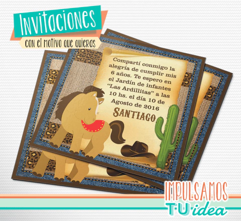 Cumple vaquero - Tarjetita con caballito para imprimir