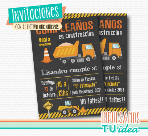 Cumple Construcción - Invitación cumple construcción para imprimir