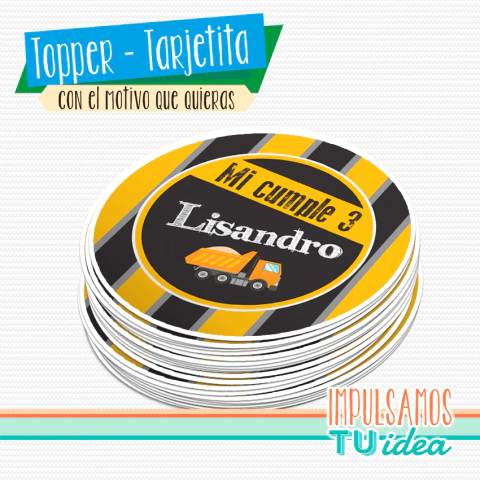 Cumple Construcción - Topper cumple construcción para imprimir