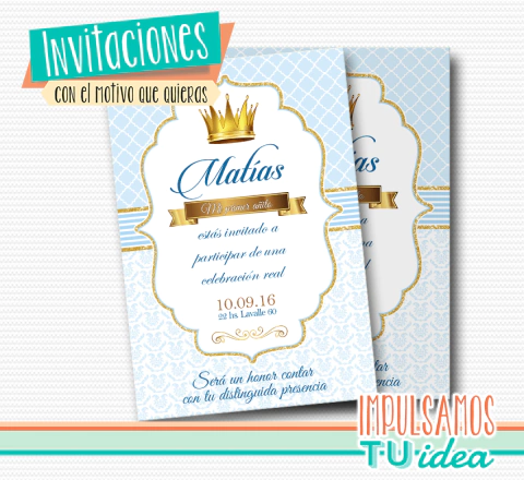 Invitación con coronita, tarjeta con coronita imprimible