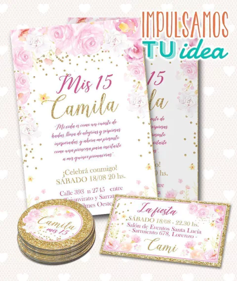 Invitación de quince para whasapp e imprimir con personal