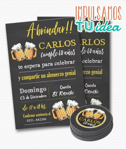 Cumple 40, tarjeta cumple 40 de varón para IMPRIMIR - comprar online