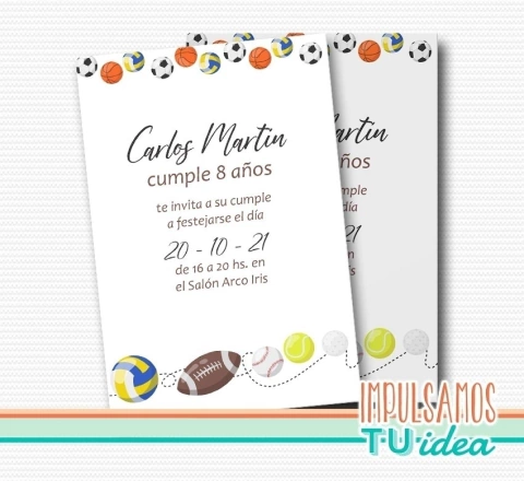 Cumple deportes, invitación cumple deportes imprimible