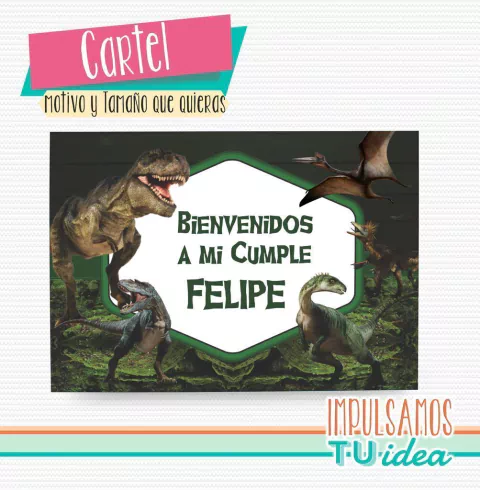 Cumple dinosaurios, cartel dinosaurios imprimible - comprar online