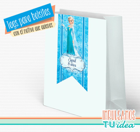 Cumple Frozen - Tag bolsita Frozen para imprimir