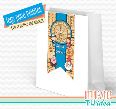 Cumple Gravity Falls tag bolsita gravity falls imprimible