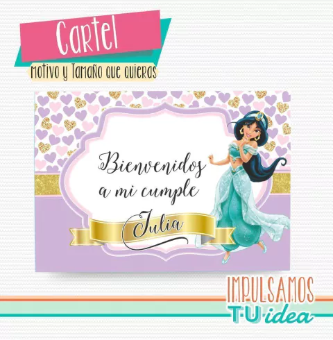 Princesa Jazmín, cartel bienvenidos jazmín imprimible - comprar online