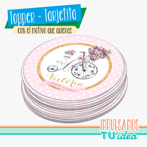 Cumple París, tarjetita souvenir París con bici IMPRIMIBLE - comprar online