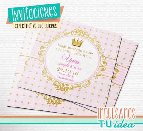 Cumple princesa - Tarjetita invitación princesa para imprimir