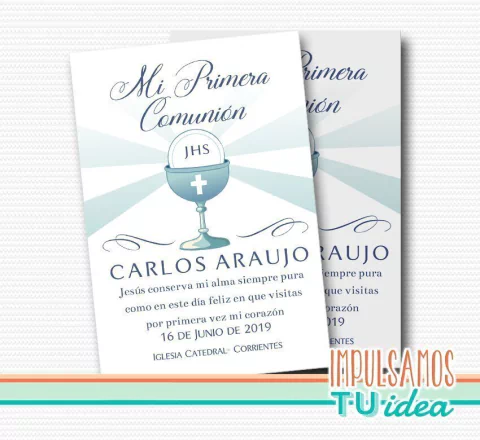 Estampita comunión con copa para imprimir