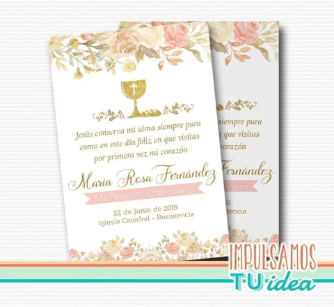 Estampita comunión nena con copa para imprimir