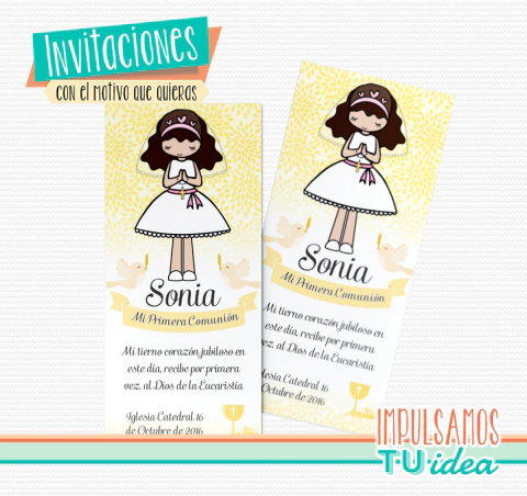 Tarjetita comunión nena - Estampita comunión nena para imprimir