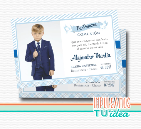 Estampita comunicón varón con foto IMPRIMIBLE