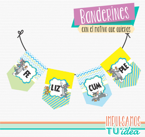 Cumple tom y jerry - Banderín tom y jerry para imprimir