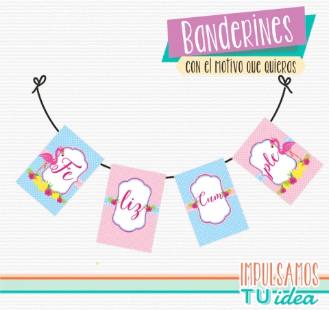 Banderín cumple Flamenco imprimible - comprar online