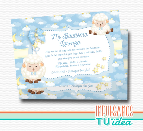Bautismo ovejita varón, invitación ovejita IMPRIMIBLE