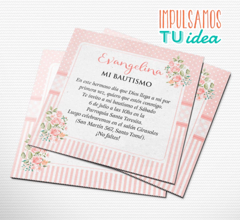 Bautismo nena, invitación bautismo nena con flores IMPRIMIBLE