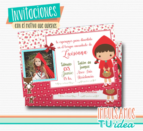 Cumple caperucita - Invitación caperucita con foto imprimible