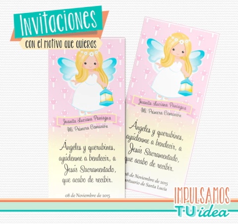 Comunión Nena - Estampita para imprimir Angelita