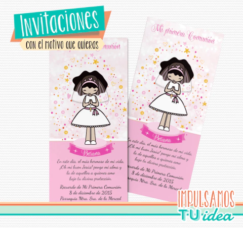 Comunión Nena - Estampita para imprimir Nenita con Velo
