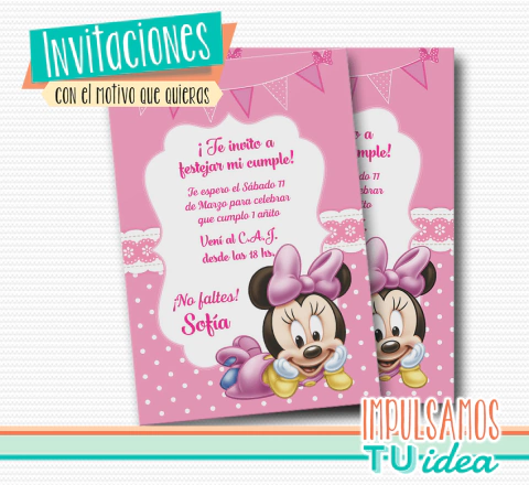 Invitación Minnie, tarjetita minnie imprimible
