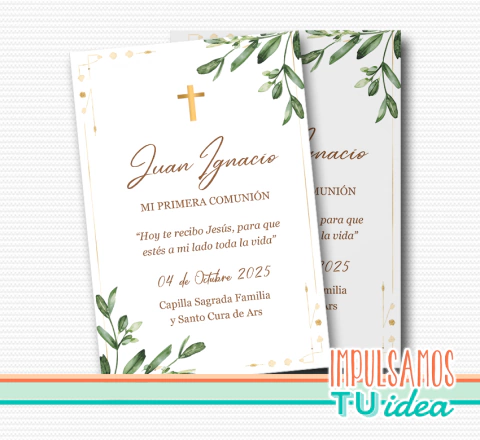 Estampita comunión varón Juan Ignacio imprimible - buy online
