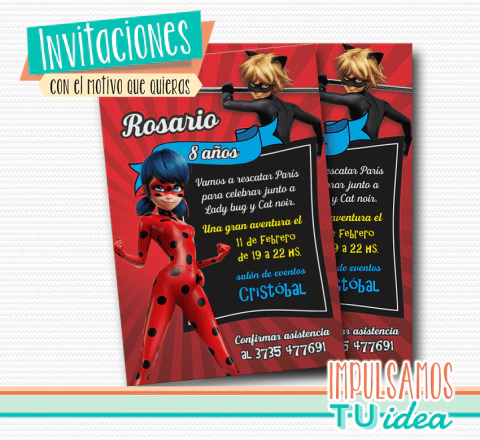 Miraculous ladybug invitación imprimible