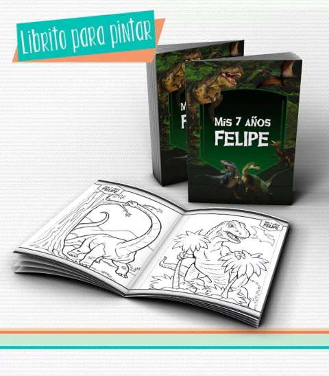 Cumple Dinosaurio, Librito Para Colorear De Dinosaurio Imprimible