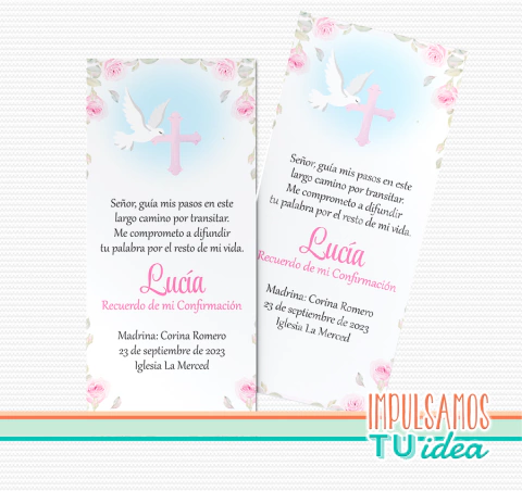 Estampita confirmación nena Lucía para IMPRIMIR