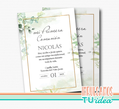 Estampita comunión varón Nicolás imprimible - buy online